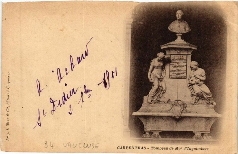 Carte postale ancienne Carpentras - Tombeau de Mgr d'Inguimbert à Carpentras