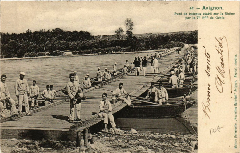 Carte postale ancienne Avignon - Pont de Bateaux à Avignon
