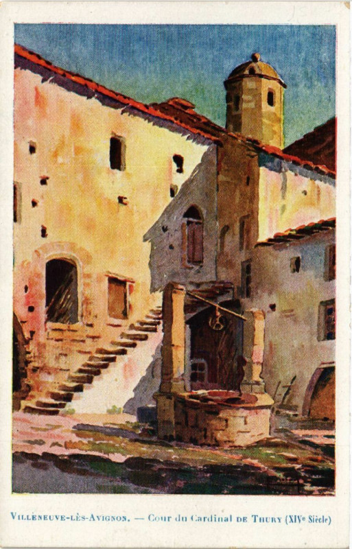 Carte postale ancienne Villeneuve les Avignon - Cour du Cardinal à Avignon