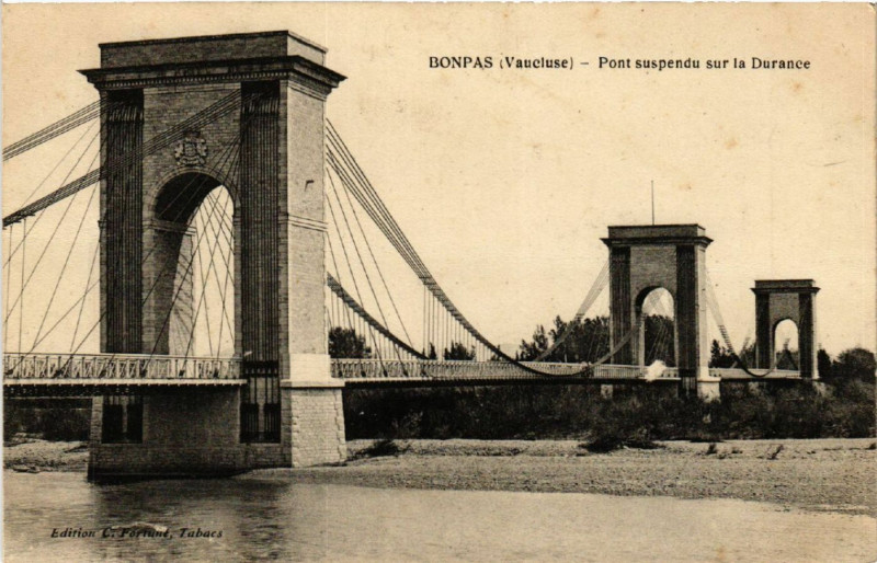 Carte postale ancienne Bonpas - Pont suspendu sur la Durance