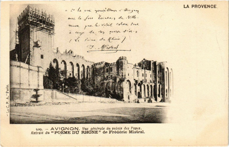 Carte postale ancienne Avignon - Vue générale du Palais à Avignon