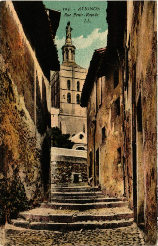 Carte postale ancienne Avignon - Rue Pente-Rapide à Avignon
