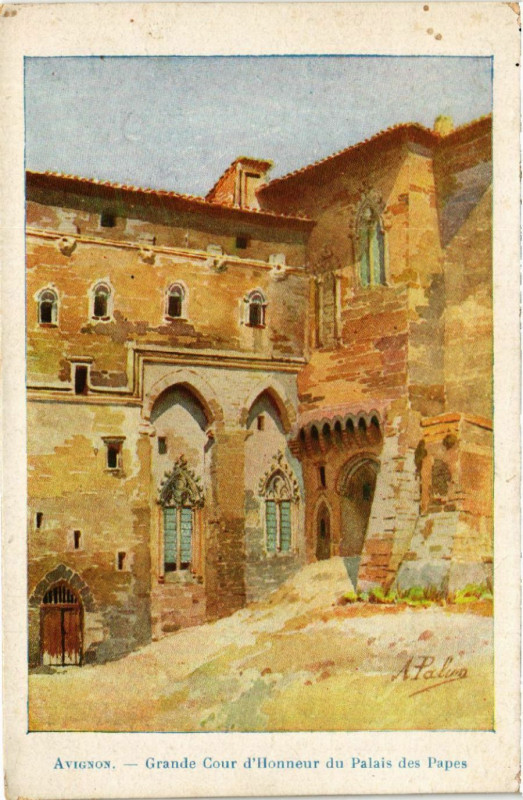 Carte postale ancienne Avignon - Grande Cour d'Honneur à Avignon