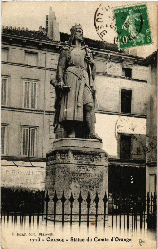 Carte postale ancienne Orange - Statue du Comte d'Orange à Orange