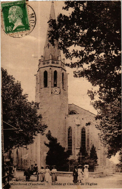 Carte postale ancienne Montfavat - Abside et Clocher de l'Eglise