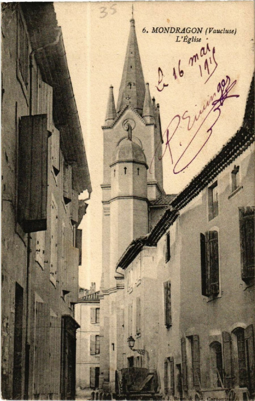 Carte postale ancienne Mondragon - L'Eglise à Mondragon