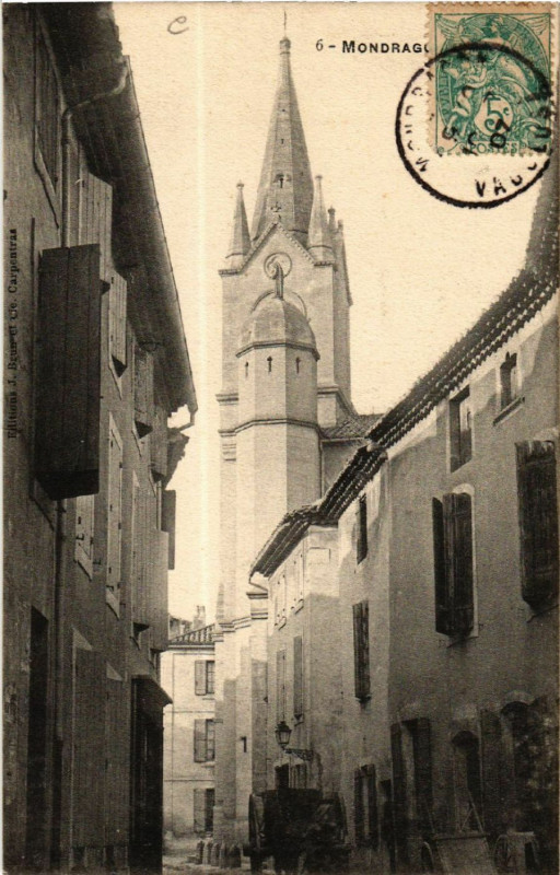 Carte postale ancienne Mondragon - L'Eglise à Mondragon