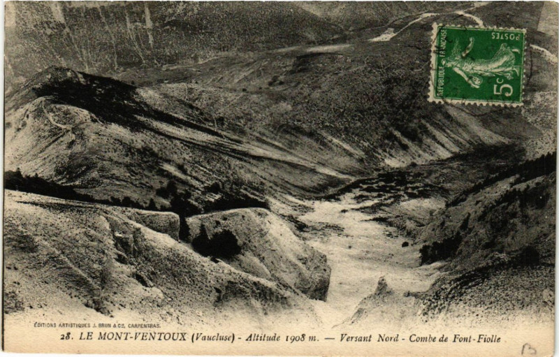 Carte postale ancienne Le Mont-Ventoux - Alt 1908 m. - Versant Nord - Combe