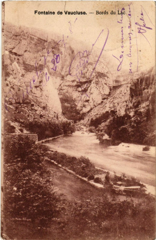 Carte postale ancienne Fontaine de Vaucluse - Bords du Lac à Fontaine-de-Vaucluse