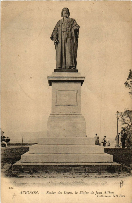 Carte postale ancienne Avignon - Rocher des Dos la Statue de Jean Altben à Avignon