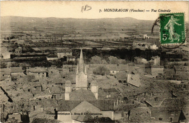 Carte postale ancienne Mondragon - Vue générale à Mondragon