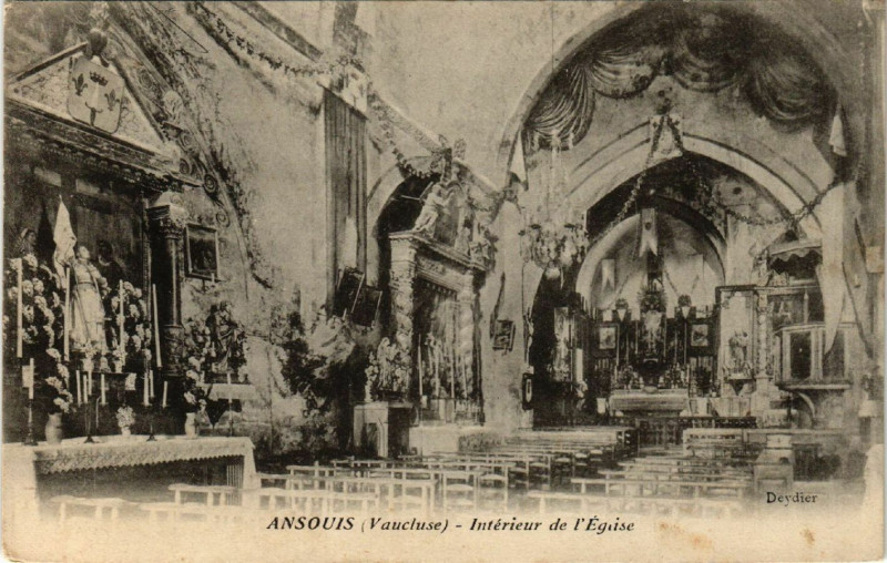 Carte postale ancienne Ansous - Int. de l'Eglise