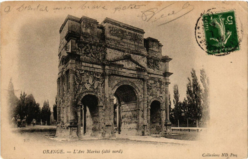 Carte postale ancienne Orange - L'Arc Marius (cote nord) à Orange