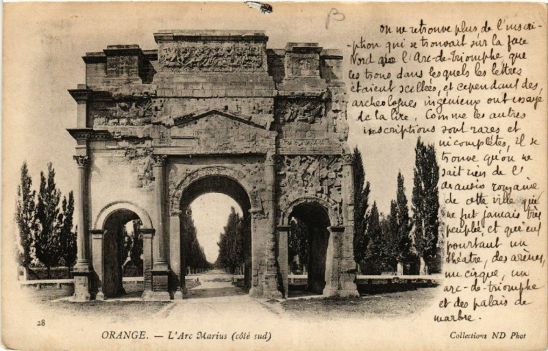 Carte postale ancienne Orange - L'Arc Marius (cote sud) à Orange