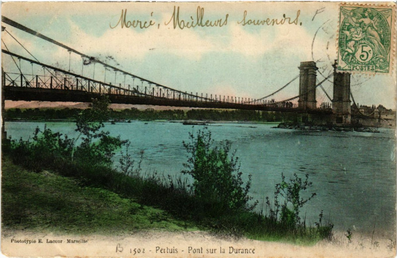 Carte postale ancienne Pertuis - Pont sur la Durance à Pertuis