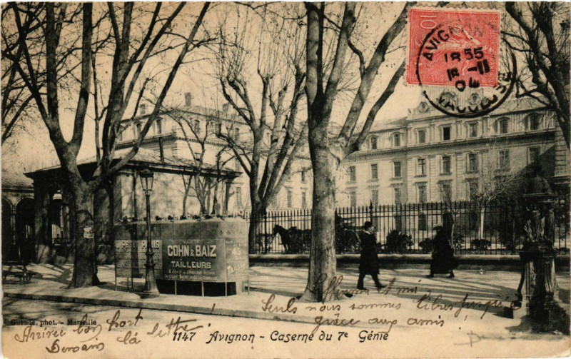 Carte postale ancienne Avignon - Caserne du 7e Genie à Avignon