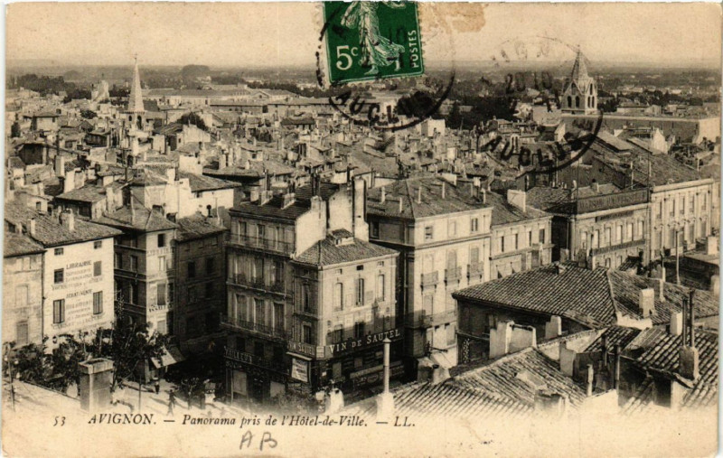 Carte postale ancienne Avignon - Panorama pris de l'Hotel-de-Ville à Avignon