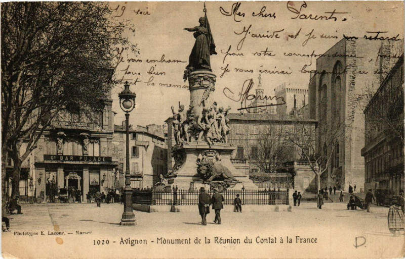 Carte postale ancienne Avignon - Mon. de la Reunion du Contat a la France à Avignon