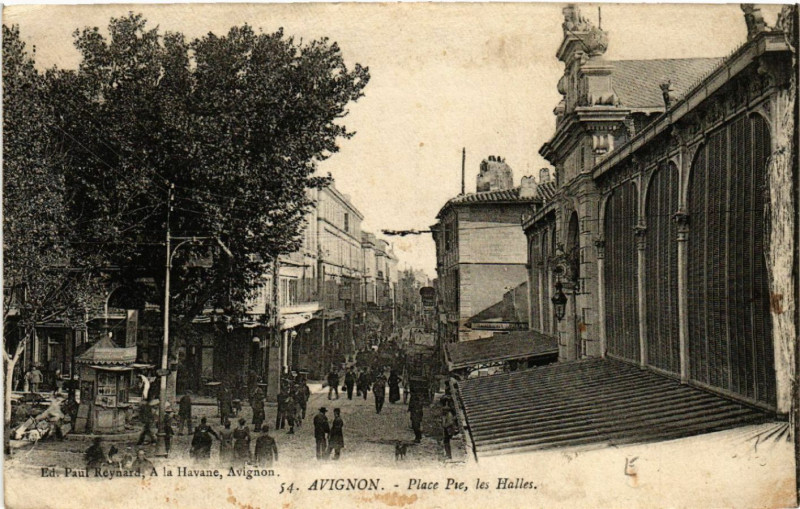 Carte postale ancienne Avignon - Place Pie les Hailes à Avignon