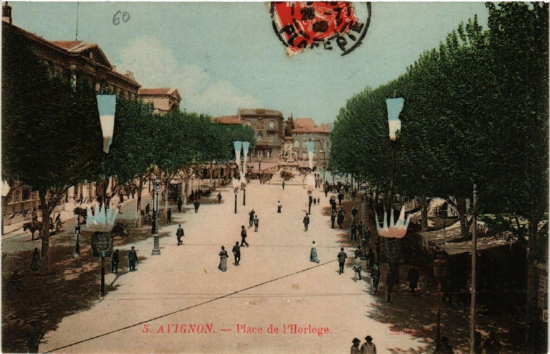 Carte postale ancienne Avignon - Place de l'Horloge à Avignon