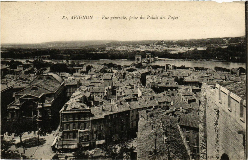 Carte postale ancienne Avignon - Vue générale prise du Palais des Papes à Avignon
