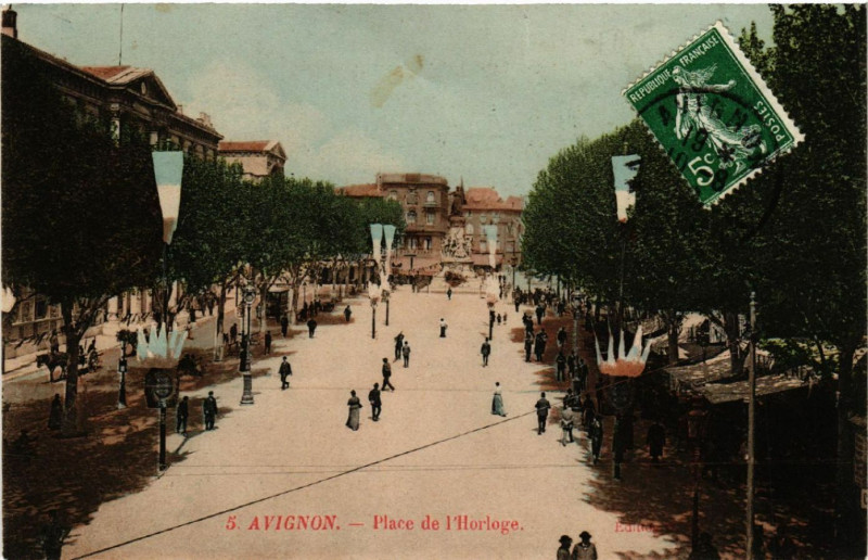 Carte postale ancienne Avignon - Place de l'Horloge à Avignon