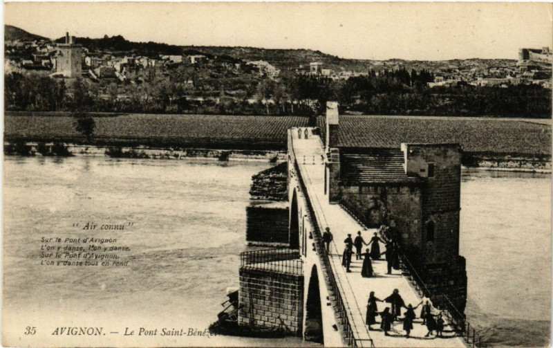 Carte postale ancienne Avignon - Le Pont St-Benezer à Avignon
