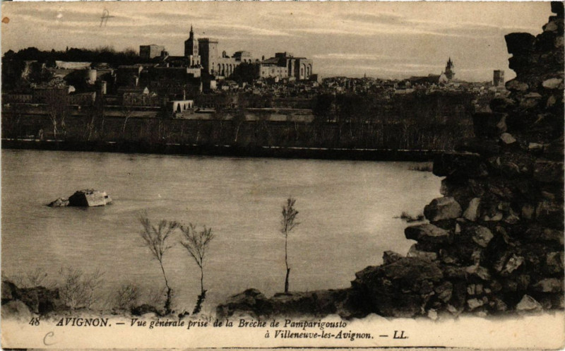 Carte postale ancienne Avignon - Vue générale prise de la Bréche de Pamparignouste à Avignon