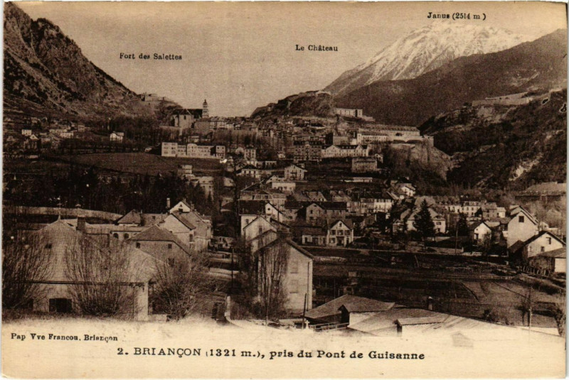 Carte postale ancienne Briancon pris du Pont de Guisanne à Briançon