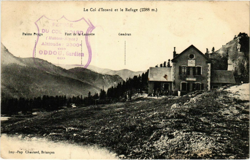 Carte postale ancienne Le Col d'Izoard et le Refuge