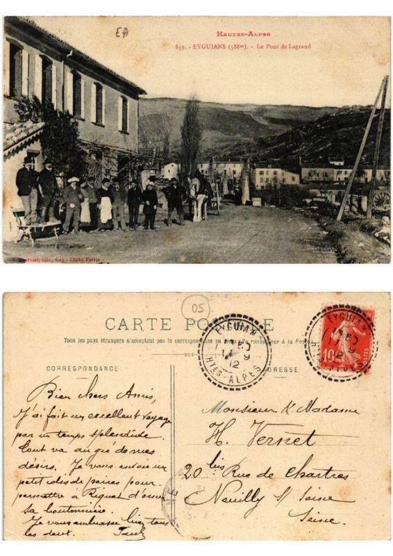 Carte postale ancienne Eyguians Le Pont de Lagrand