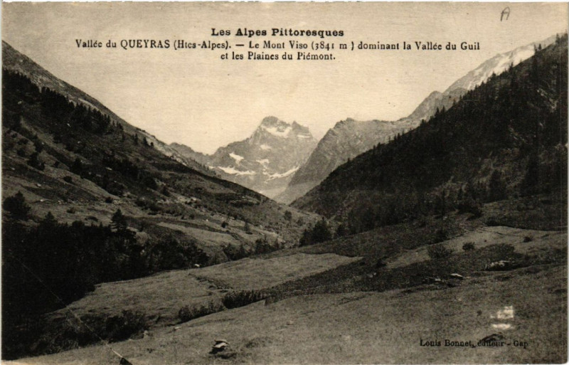 Carte postale ancienne Vallée du Queyras - Le Mont Viso (3841 m) dominant la