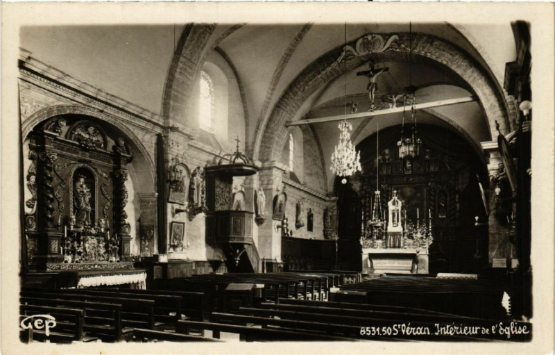 Carte postale ancienne Saint-Veran - Intérieur de l'Eglise à Saint-Véran