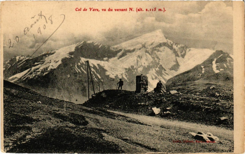 Carte postale ancienne Col de Vars, vu du versant N. (alt 2115 m) à Vars
