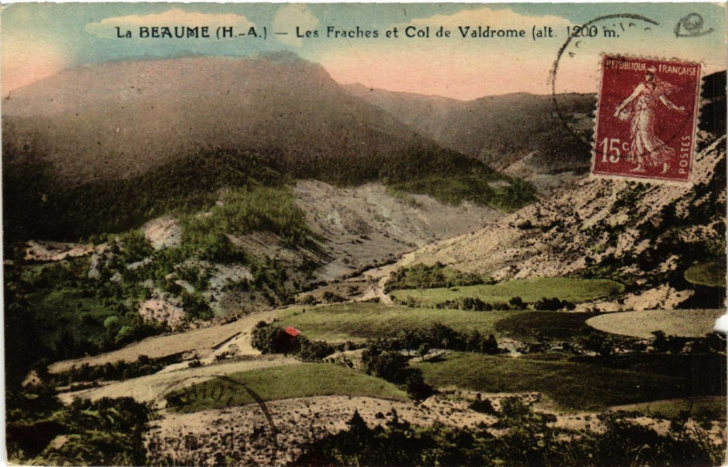 Carte postale ancienne La Baume - Les Franches et Col de Valdome (alt. 1200 m)