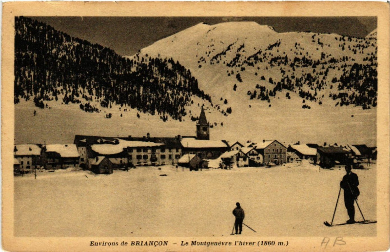 Carte postale ancienne Environs de Briancon - Le Montgenevre l'hiver (1860 m) à Briançon