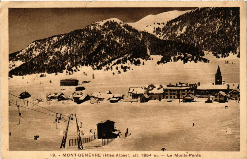 Carte postale ancienne Montgenevre 1854 m - Le Monte-Pente à Montgenèvre