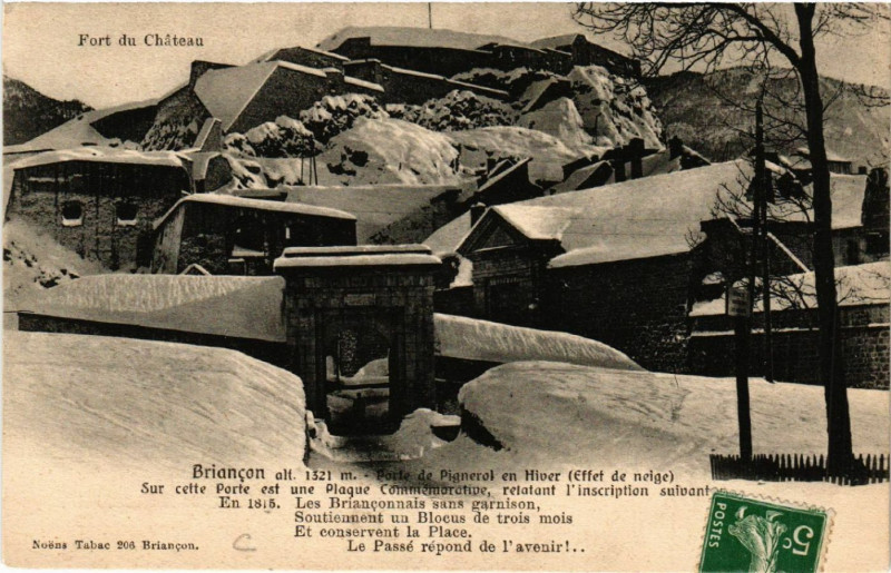 Carte postale ancienne Briancon - alt 1321 m - Porte de Pignerol en Hiver (Effet de neige à Briançon