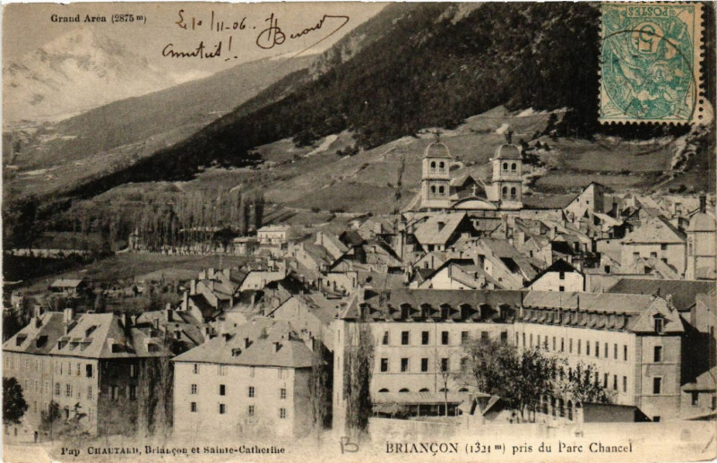 Carte postale ancienne Briancon (1321 m) pris du Parc Chancel à Briançon