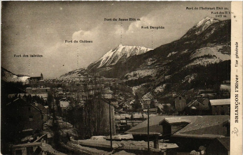 Carte postale ancienne Briancon l'Hiver - Vue générale à Briançon