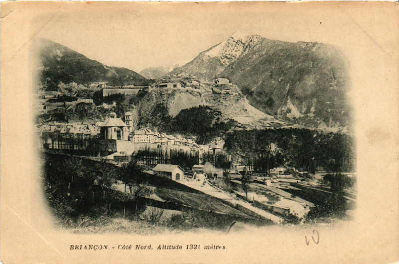 Carte postale ancienne Briancon - Coté Nord, Altitude 1321 métres à Briançon
