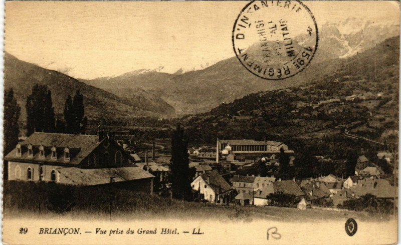 Carte postale ancienne Briancon - Vue Prise du Grand Hotel à Briançon