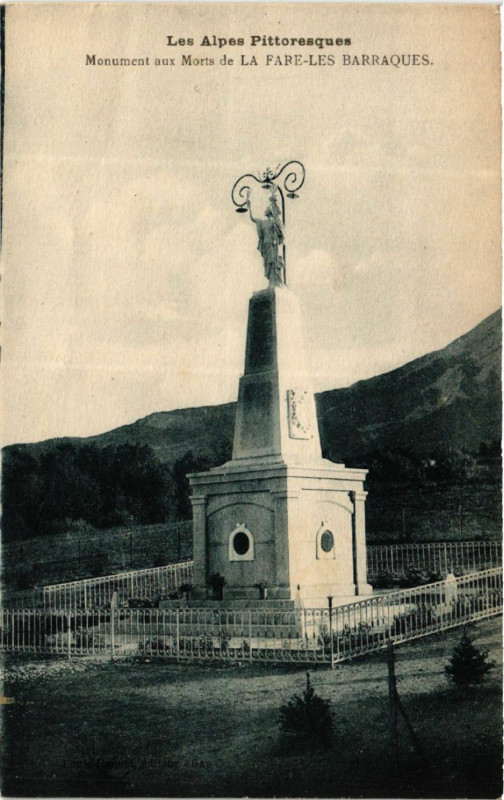Carte postale ancienne Monument aux Morts de la Fare les Barraques