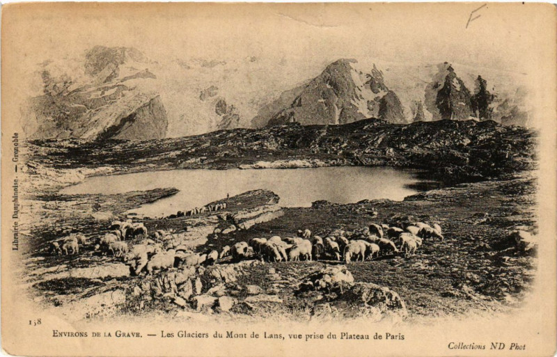 Carte postale ancienne Environs de La Grave - Les Glaciers du Mont de Lans, vue prise à La Grave