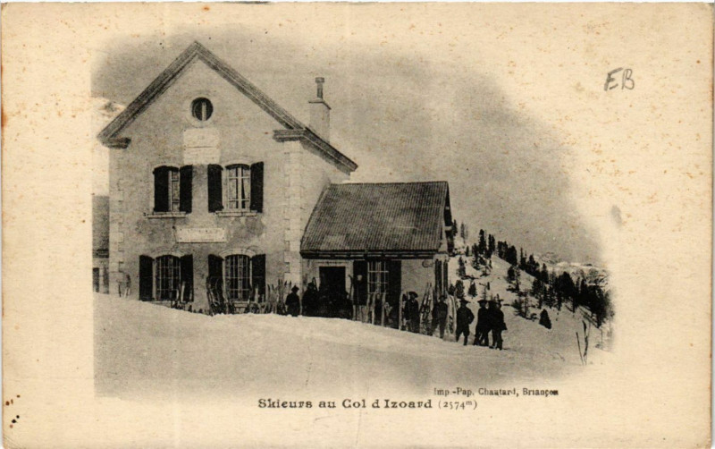 Carte postale ancienne Skieurs au Col d'Izoard