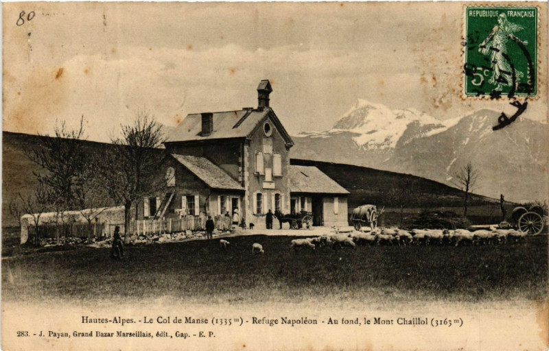 Carte postale ancienne Le Col de Manse - Refuge Napoleon