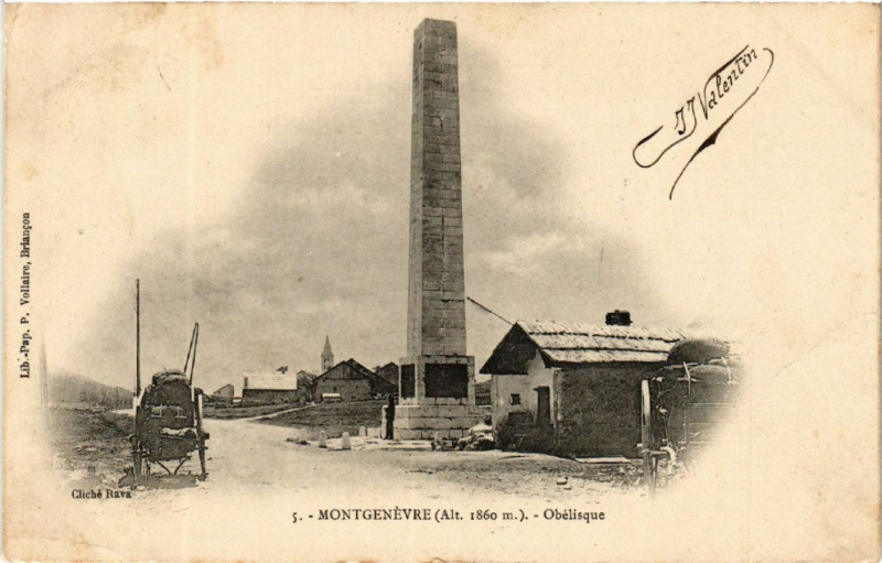 Carte postale ancienne Montgenevre - Obelisque à Montgenèvre