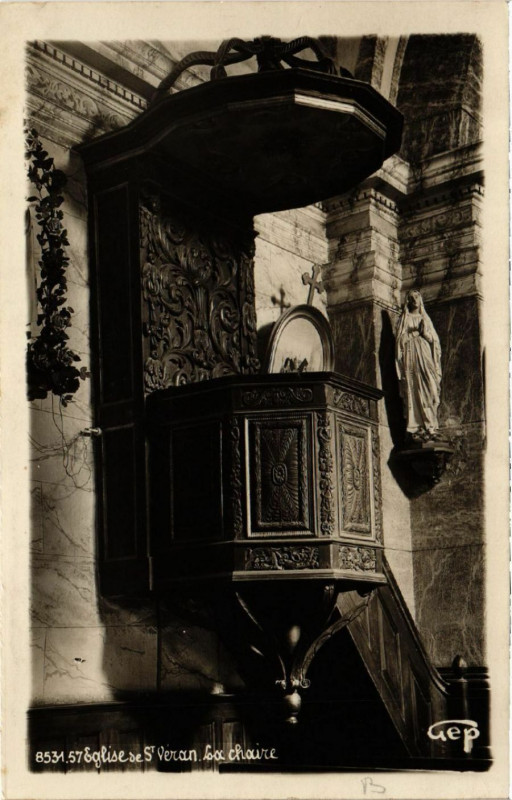 Carte postale ancienne Eglise Saint-Veran - La chaire