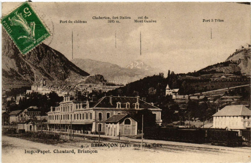 Carte postale ancienne Briancon - La Gare à Briançon
