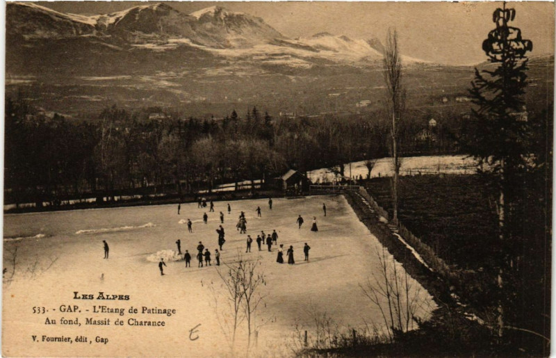 Carte postale ancienne Gap - L'Etang de Patinage à Gap
